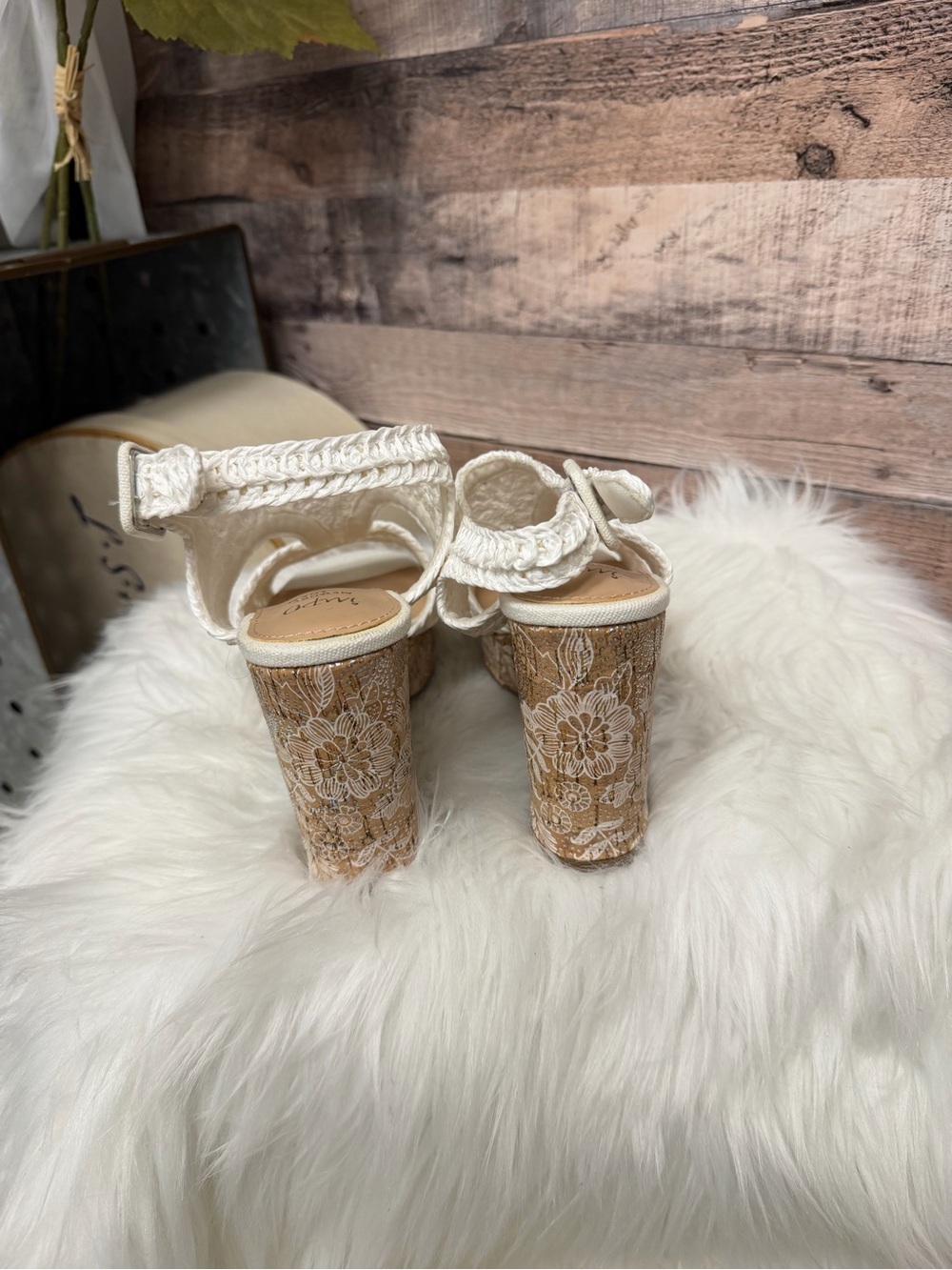Impo White Braided Crochet Wedge Sandals - Picture 3 of 5